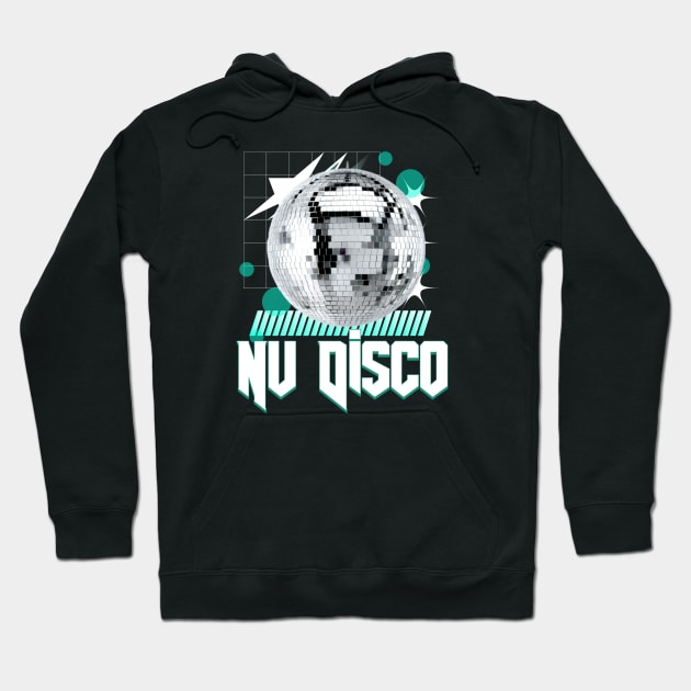 NU DISCO - ball (blue) Hoodie by DISCOTHREADZ 